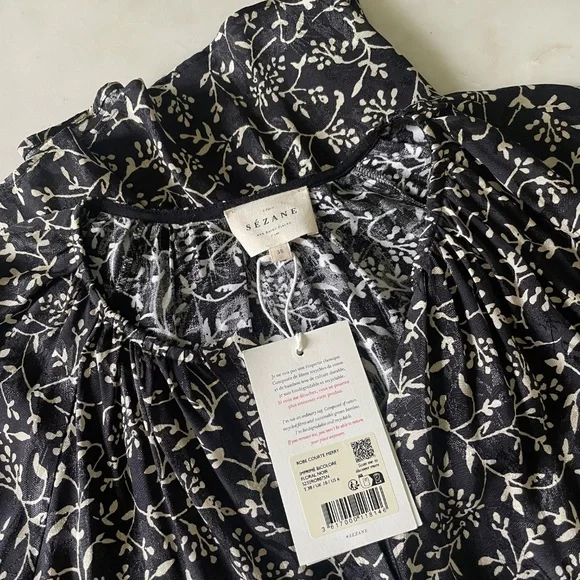 Sézane Merry Dress in Black & Ecru Floral Print - Picture 14 of 15